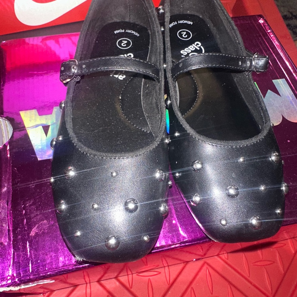 Class Club Black Studded Mary Jane Shoes
